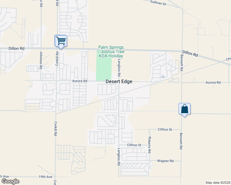 map of restaurants, bars, coffee shops, grocery stores, and more near Office Ave in Desert Hot Springs