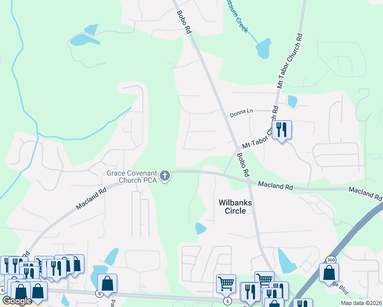 map of restaurants, bars, coffee shops, grocery stores, and more near 1137 Macland Road in Dallas