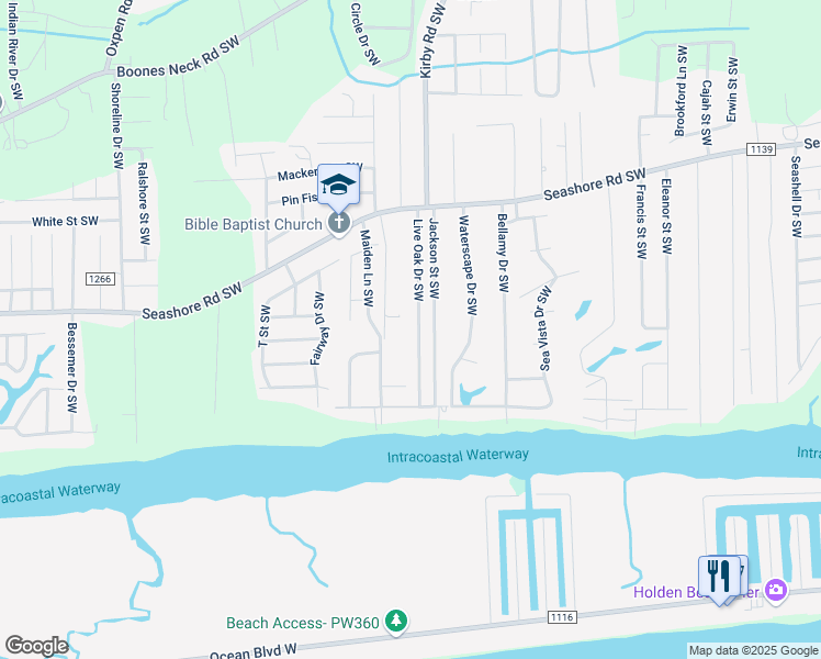 map of restaurants, bars, coffee shops, grocery stores, and more near 2697 Penny St SW in Brunswick