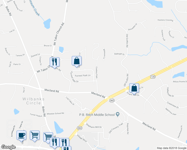 map of restaurants, bars, coffee shops, grocery stores, and more near 203 Forrest Park Lane in Dallas