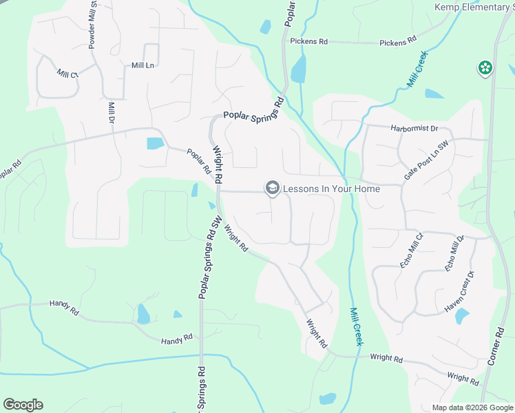map of restaurants, bars, coffee shops, grocery stores, and more near 5656 Westhorpe Lane Southwest in Hiram