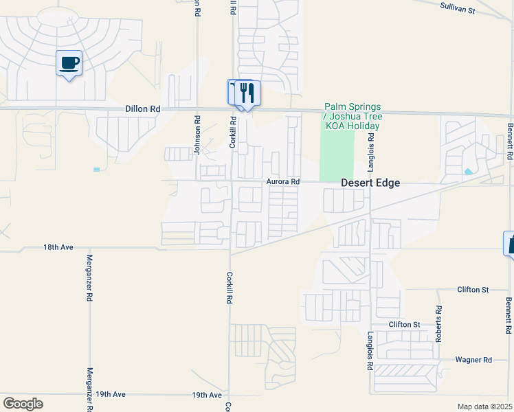 map of restaurants, bars, coffee shops, grocery stores, and more near in Desert Hot Springs