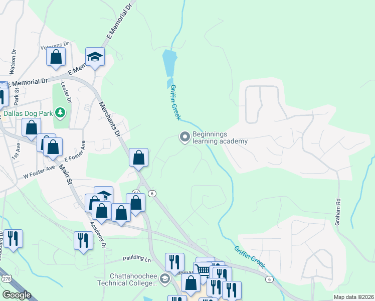 map of restaurants, bars, coffee shops, grocery stores, and more near 208 Brookside Drive in Dallas