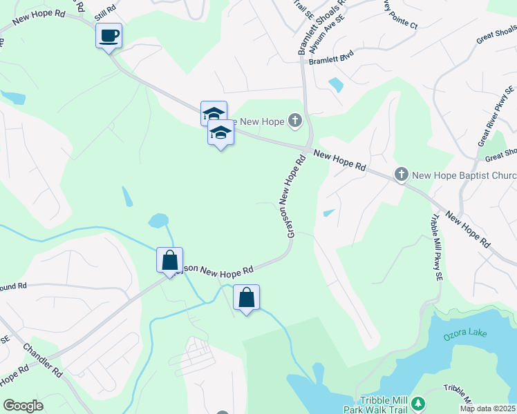 map of restaurants, bars, coffee shops, grocery stores, and more near 928 Grayson New Hope Road in Lawrenceville