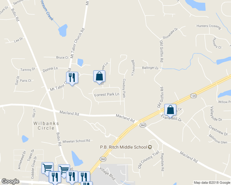 map of restaurants, bars, coffee shops, grocery stores, and more near 175 Forrest Park Lane in Dallas