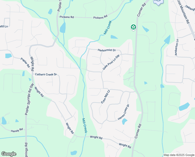map of restaurants, bars, coffee shops, grocery stores, and more near 5505 Clipper Bay Drive in Powder Springs