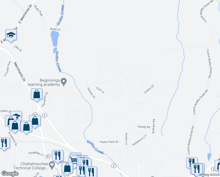 map of restaurants, bars, coffee shops, grocery stores, and more near 115 Huntington Way in Dallas