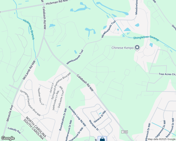 map of restaurants, bars, coffee shops, grocery stores, and more near 1104 Calabash Station Boulevard Northwest in Calabash