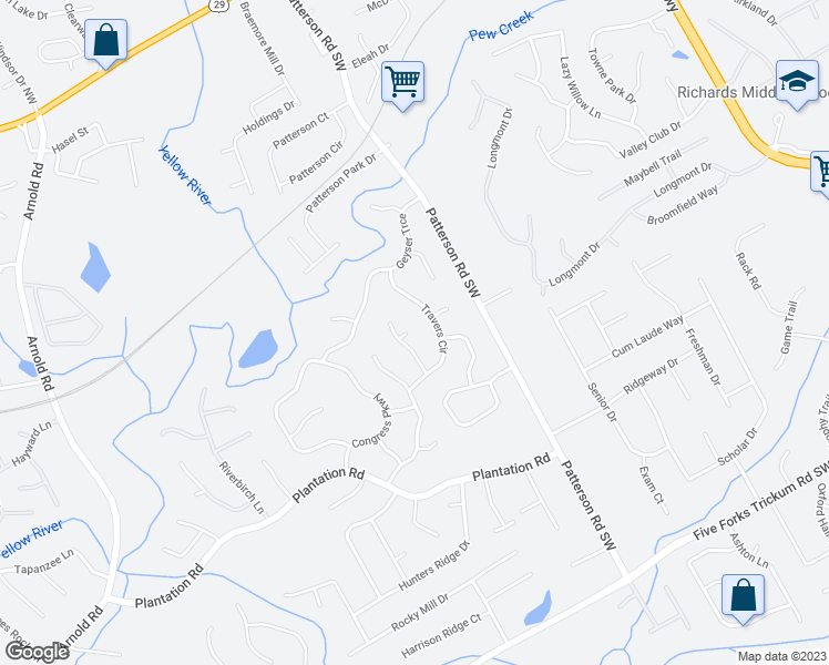 map of restaurants, bars, coffee shops, grocery stores, and more near 1934 Kinder Hill Court in Lawrenceville