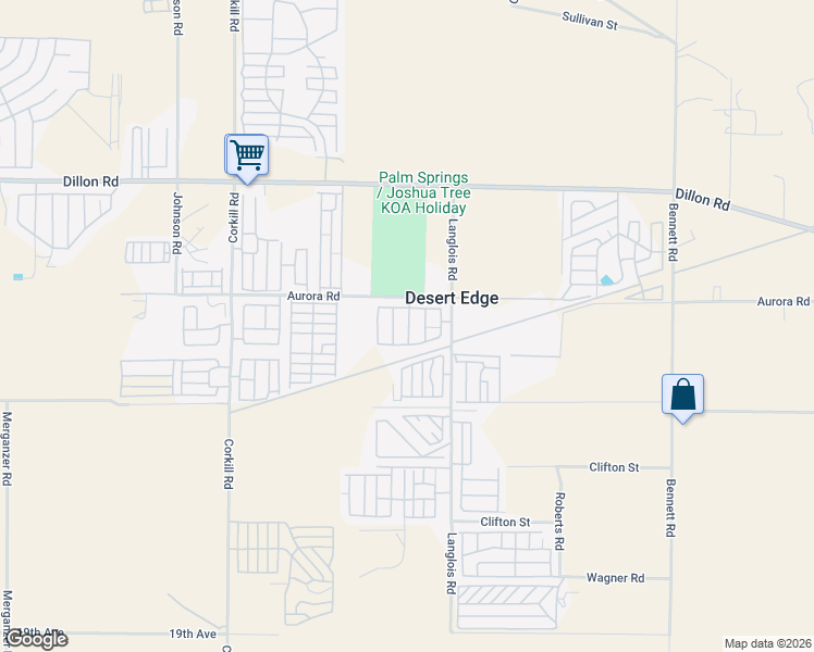 map of restaurants, bars, coffee shops, grocery stores, and more near 17625 Langlois Road in Desert Hot Springs