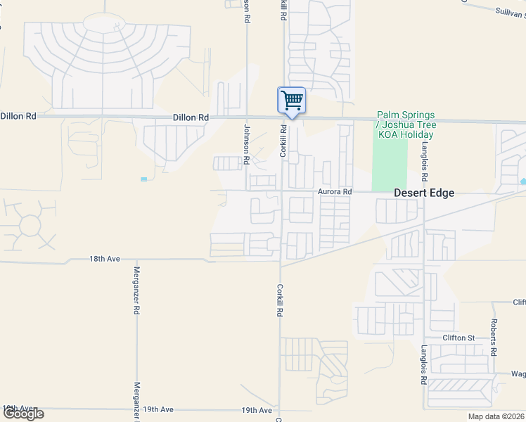 map of restaurants, bars, coffee shops, grocery stores, and more near 177555 Corkill Road in Desert Hot Springs