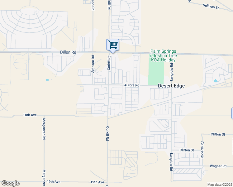 map of restaurants, bars, coffee shops, grocery stores, and more near 17640 Corkill Road in Desert Hot Springs