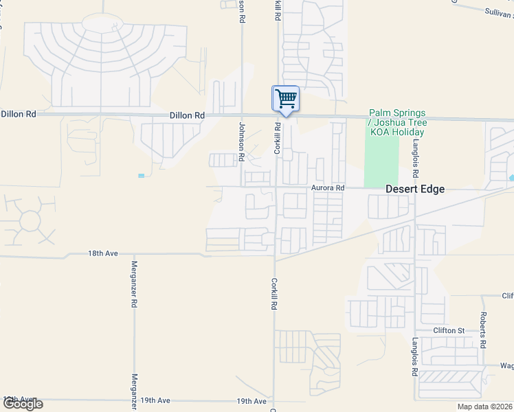 map of restaurants, bars, coffee shops, grocery stores, and more near 177555 Corkill Road in Desert Hot Springs