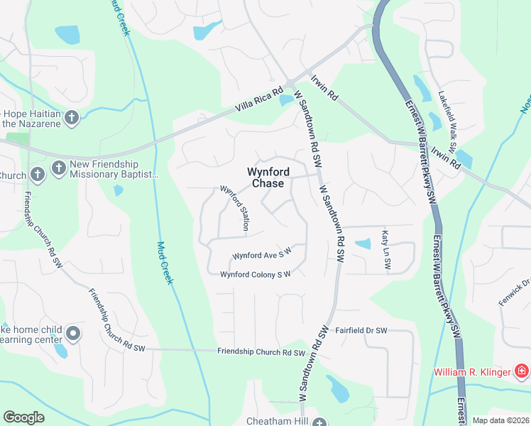 map of restaurants, bars, coffee shops, grocery stores, and more near 2866 Wynford Drive South West in Marietta