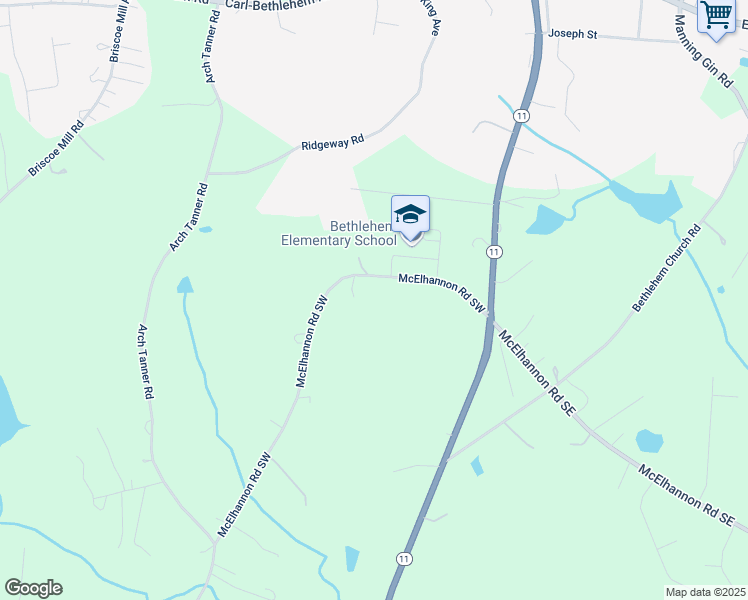 map of restaurants, bars, coffee shops, grocery stores, and more near 68 McElhannon Road Southwest in Bethlehem