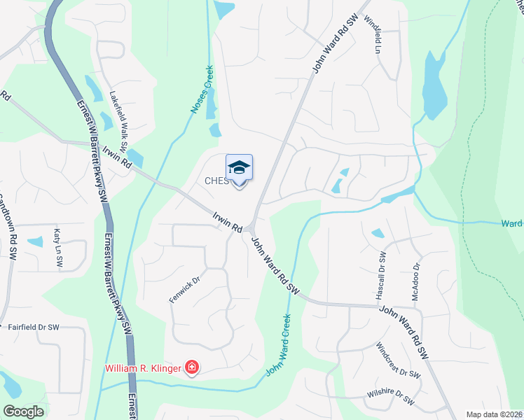 map of restaurants, bars, coffee shops, grocery stores, and more near 2250 Major Loring Way Southwest in Marietta