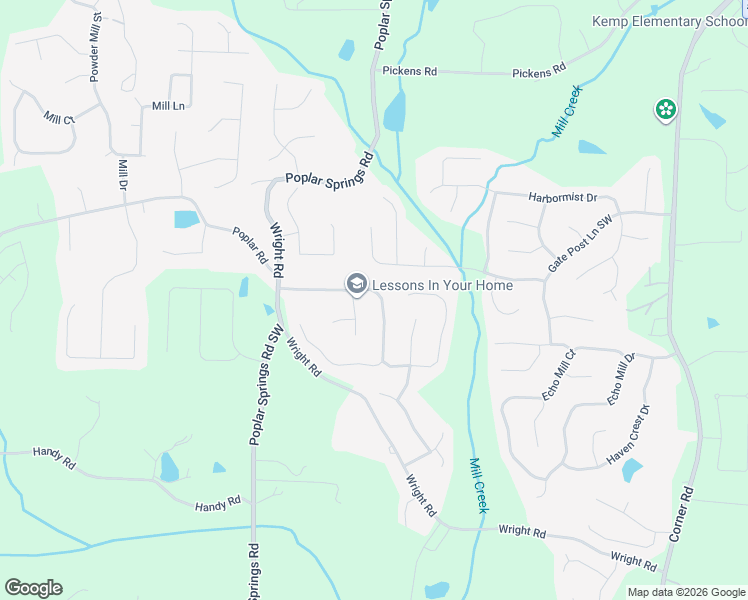 map of restaurants, bars, coffee shops, grocery stores, and more near 5571 Cathers Creek Drive in Hiram