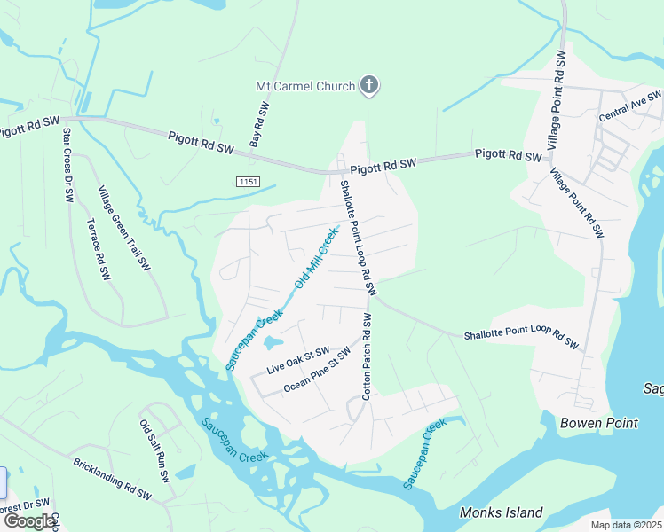 map of restaurants, bars, coffee shops, grocery stores, and more near 4390 Audell Street Southwest in Shallotte