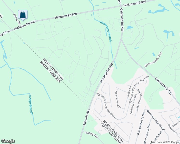 map of restaurants, bars, coffee shops, grocery stores, and more near 587 Wagon Wheel Trail Northwest in Calabash