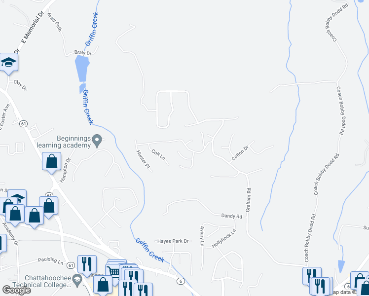 map of restaurants, bars, coffee shops, grocery stores, and more near 207 Gun Range Road in Dallas