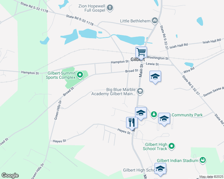 map of restaurants, bars, coffee shops, grocery stores, and more near 312 Church Street in Gilbert