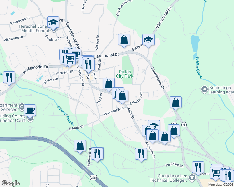 map of restaurants, bars, coffee shops, grocery stores, and more near 300 Hardee Street in Dallas