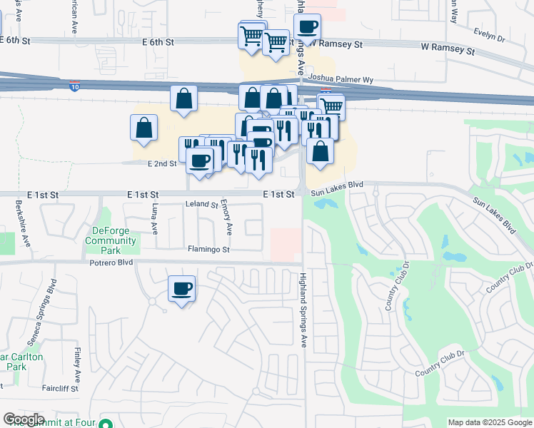 map of restaurants, bars, coffee shops, grocery stores, and more near 36 Cold Spring Avenue in Beaumont