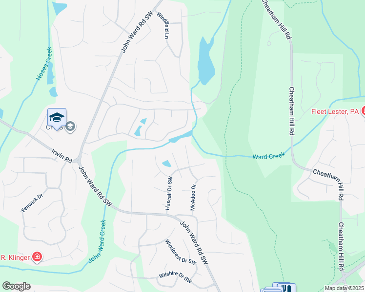 map of restaurants, bars, coffee shops, grocery stores, and more near 1927 Knipe Drive Southwest in Marietta