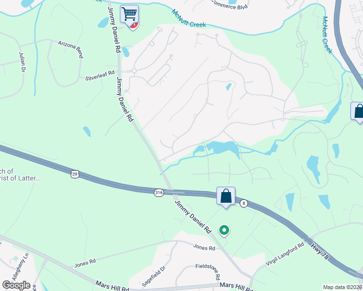 map of restaurants, bars, coffee shops, grocery stores, and more near 1081 Meriweather Drive in Bogart