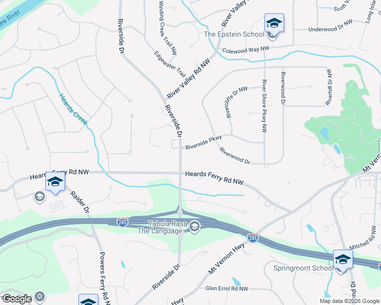 map of restaurants, bars, coffee shops, grocery stores, and more near 550 Riverside Parkway in Atlanta