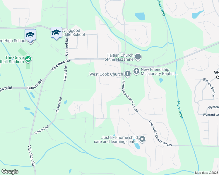 map of restaurants, bars, coffee shops, grocery stores, and more near 3526 Glen Devon Drive Southwest in Powder Springs
