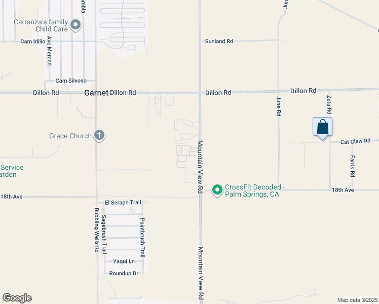 map of restaurants, bars, coffee shops, grocery stores, and more near 17551 Mountain View Road in Desert Hot Springs