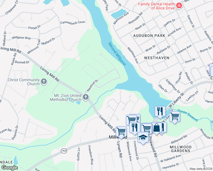 map of restaurants, bars, coffee shops, grocery stores, and more near 2195 Watersong Run in Sumter