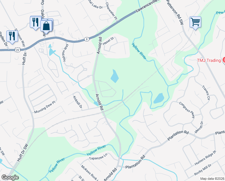 map of restaurants, bars, coffee shops, grocery stores, and more near 365 Laurelton Circle in Lawrenceville