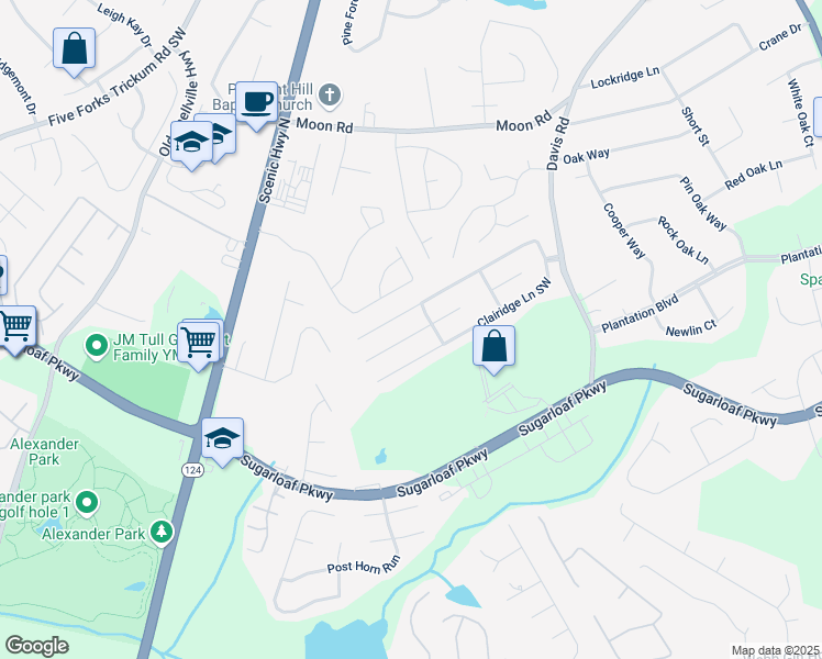 map of restaurants, bars, coffee shops, grocery stores, and more near 789 Clairidge Elm Trail Southwest in Lawrenceville