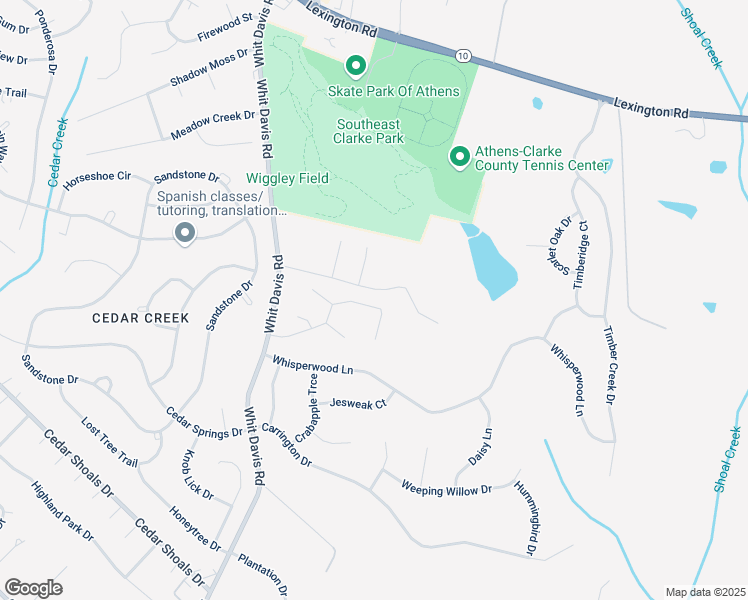 map of restaurants, bars, coffee shops, grocery stores, and more near 305 Jockey Club Drive in Athens