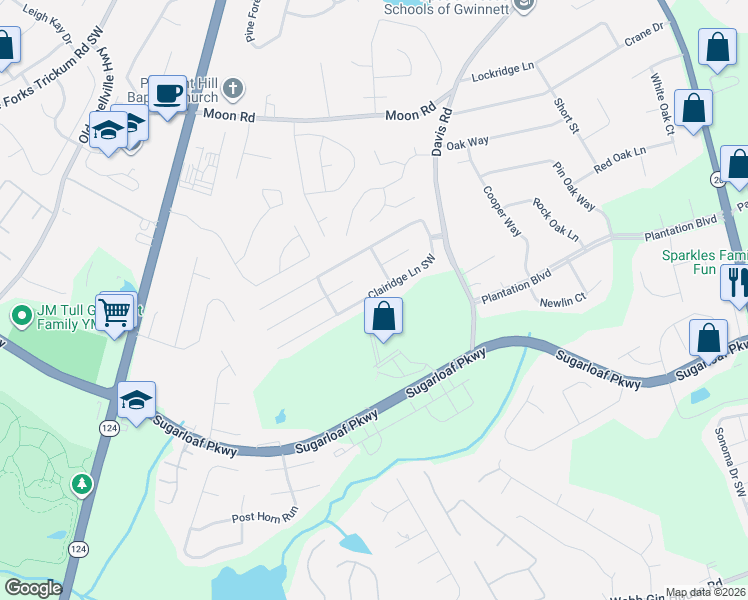 map of restaurants, bars, coffee shops, grocery stores, and more near 350 Clairidge Lane Southwest in Lawrenceville