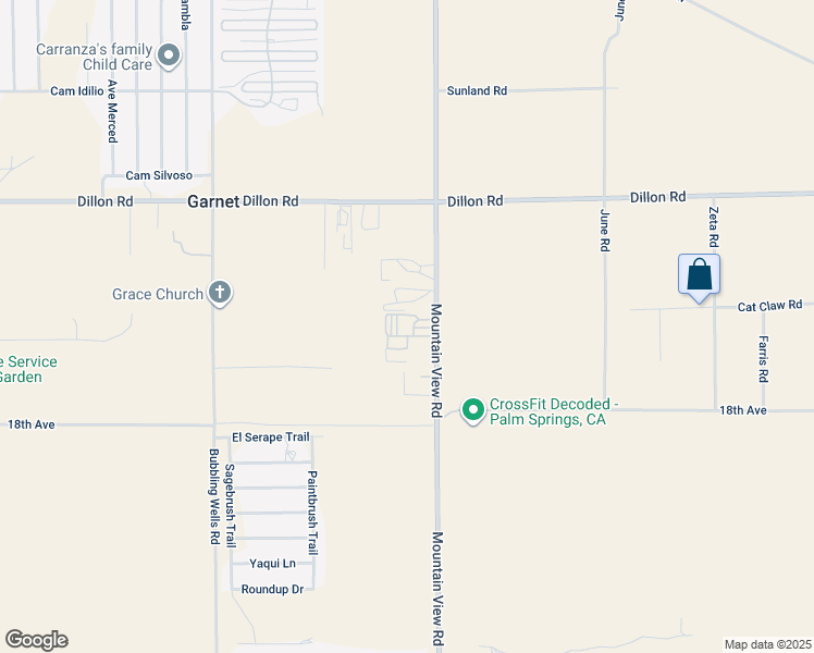 map of restaurants, bars, coffee shops, grocery stores, and more near 17551 Mountain View Road in Desert Hot Springs