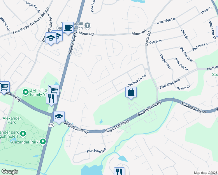 map of restaurants, bars, coffee shops, grocery stores, and more near 789 Clairidge Elm Trail Southwest in Lawrenceville