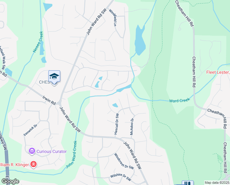 map of restaurants, bars, coffee shops, grocery stores, and more near 2192 Major Loring Way Southwest in Marietta