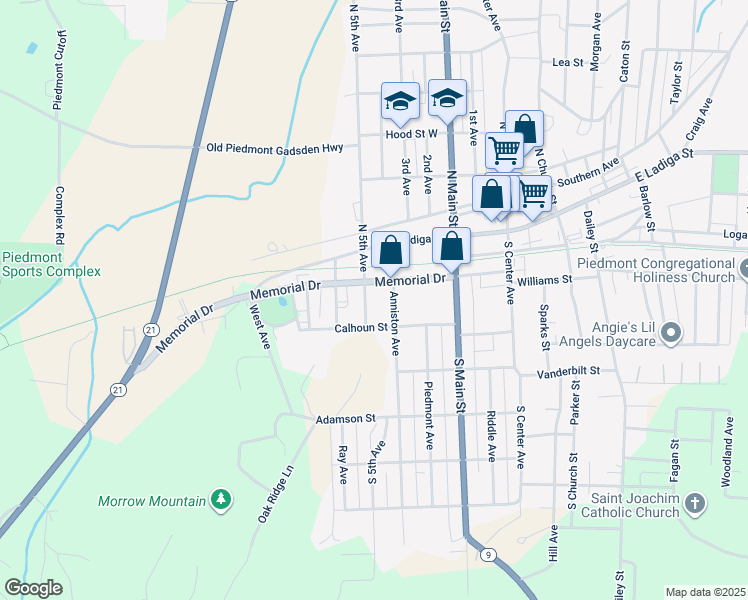 map of restaurants, bars, coffee shops, grocery stores, and more near 208 South 5th Avenue in Piedmont