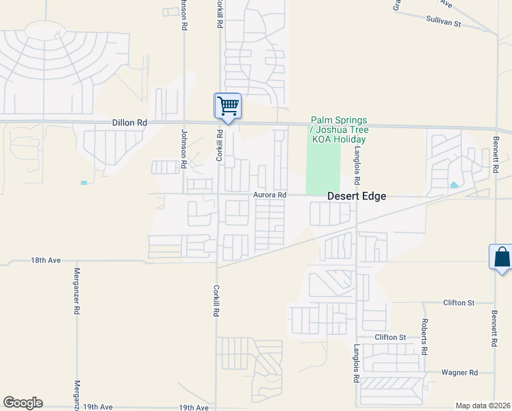 map of restaurants, bars, coffee shops, grocery stores, and more near 2nd Street in Desert Hot Springs