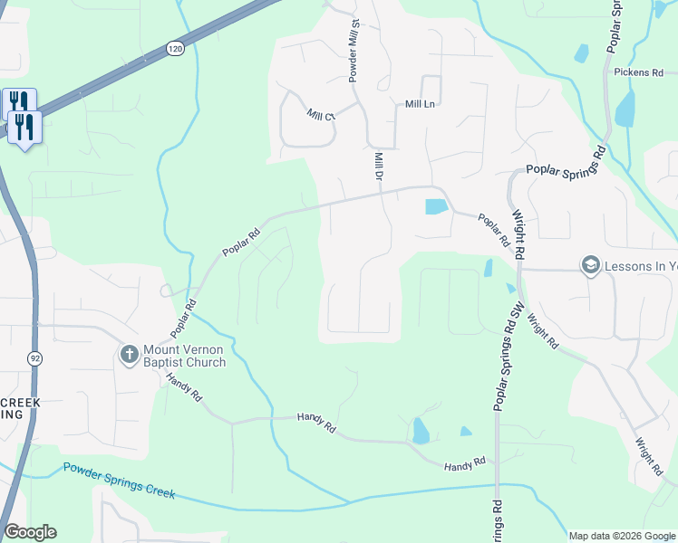 map of restaurants, bars, coffee shops, grocery stores, and more near 500 Spring View Court in Dallas