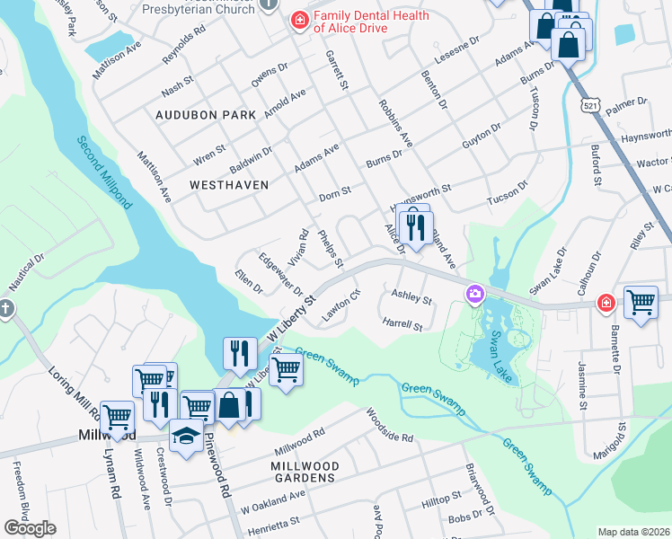 map of restaurants, bars, coffee shops, grocery stores, and more near 502 McFaddin Avenue in Sumter