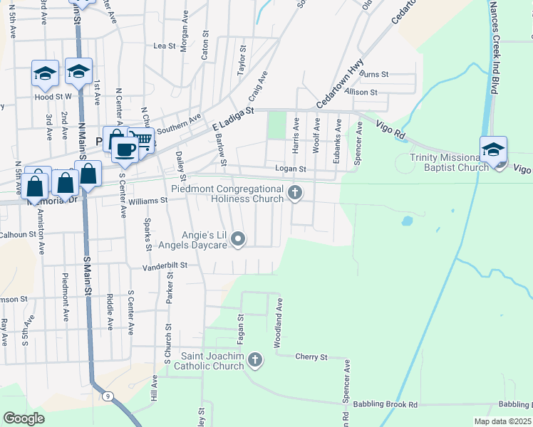 map of restaurants, bars, coffee shops, grocery stores, and more near 106 Foskett Street in Piedmont