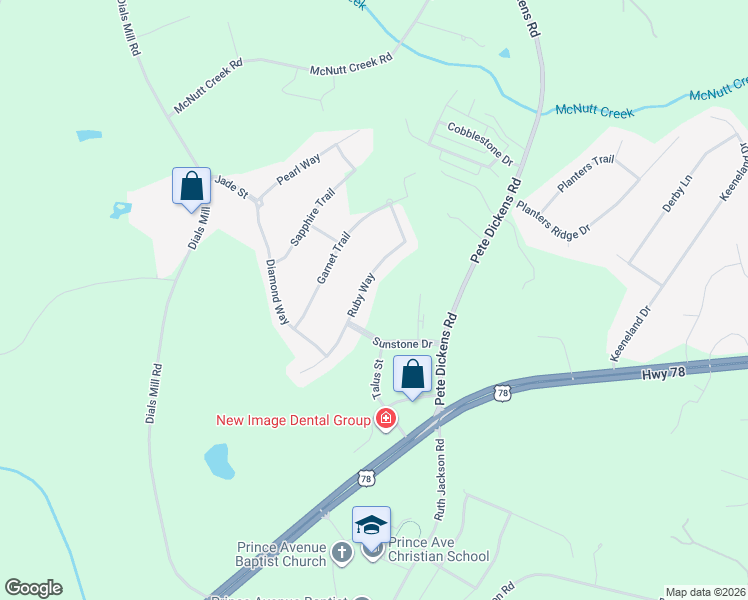 map of restaurants, bars, coffee shops, grocery stores, and more near 1091 Ruby Way in Bogart