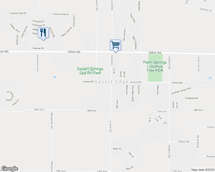 map of restaurants, bars, coffee shops, grocery stores, and more near in Desert Edge