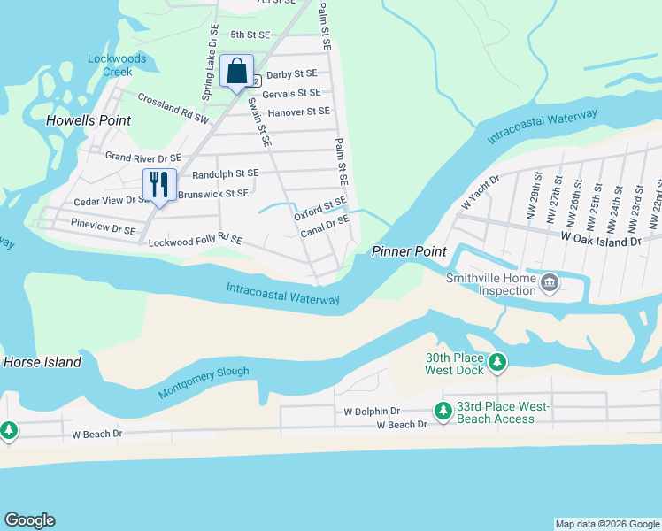 map of restaurants, bars, coffee shops, grocery stores, and more near 702 Sunset Drive Southeast in Bolivia