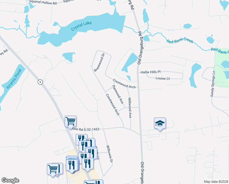 map of restaurants, bars, coffee shops, grocery stores, and more near 105 Woodberry Drive in Lexington