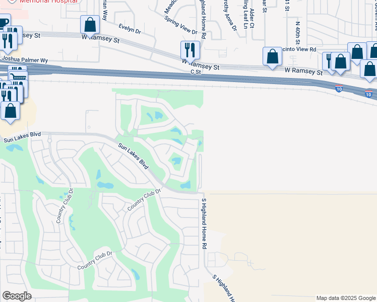 map of restaurants, bars, coffee shops, grocery stores, and more near 4824 Oakhurst Avenue in Banning